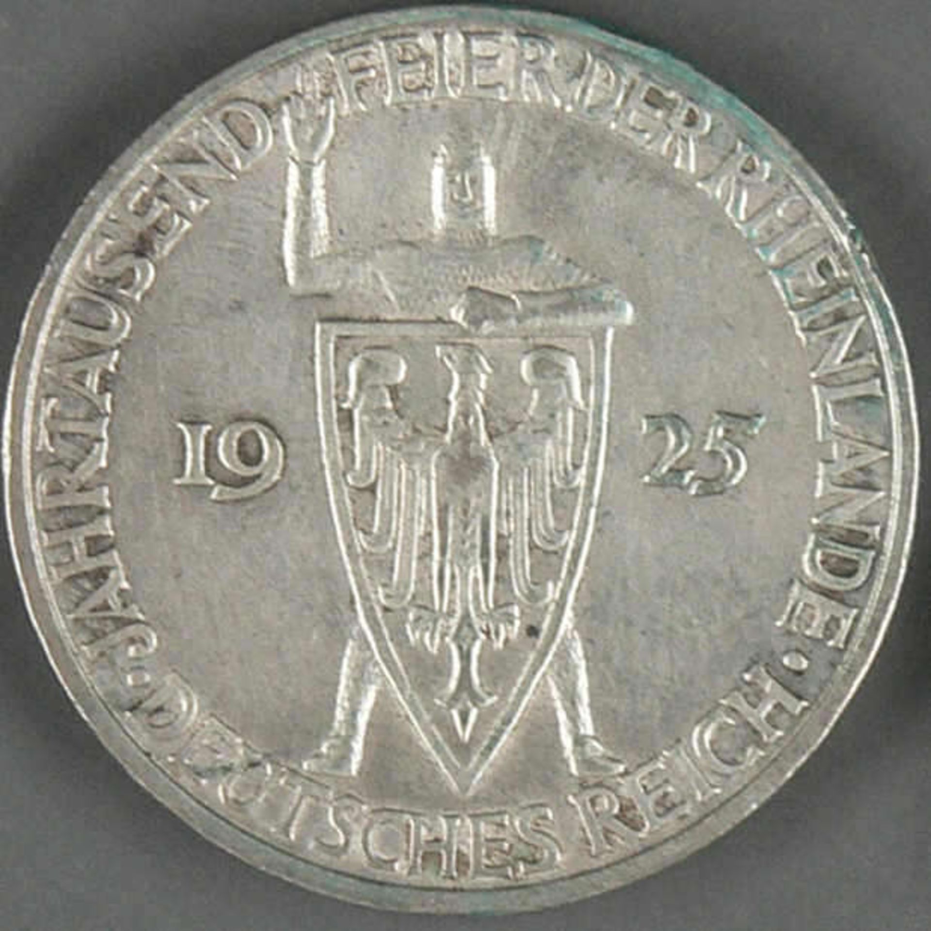 Deutsches Reich 1925 D, Drei Reichsmark - Silbermünze "Rheinlande". Jaeger 321. Erhaltung: sehr - Image 2 of 2