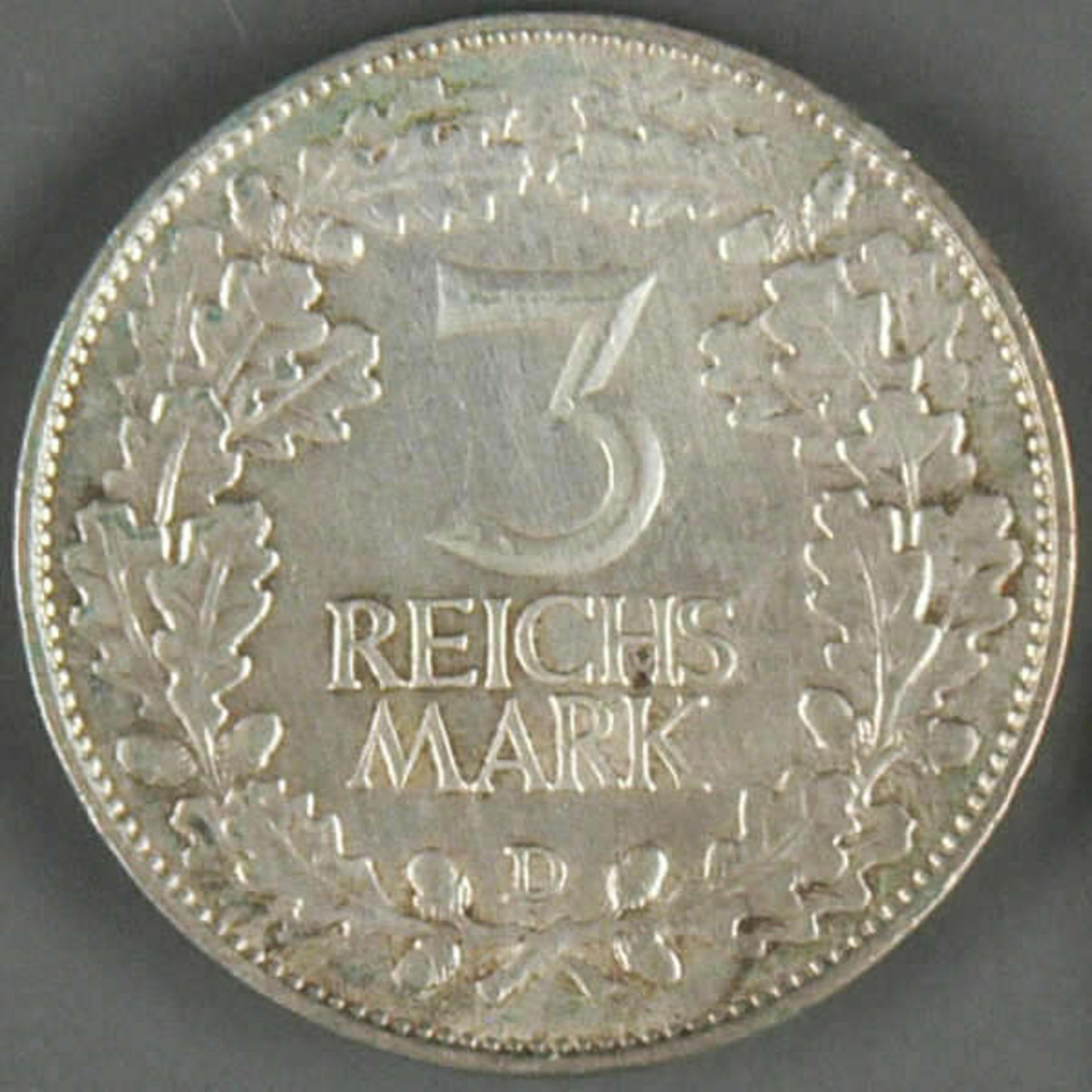 Deutsches Reich 1925 D, Drei Reichsmark - Silbermünze "Rheinlande". Jaeger 321. Erhaltung: sehr