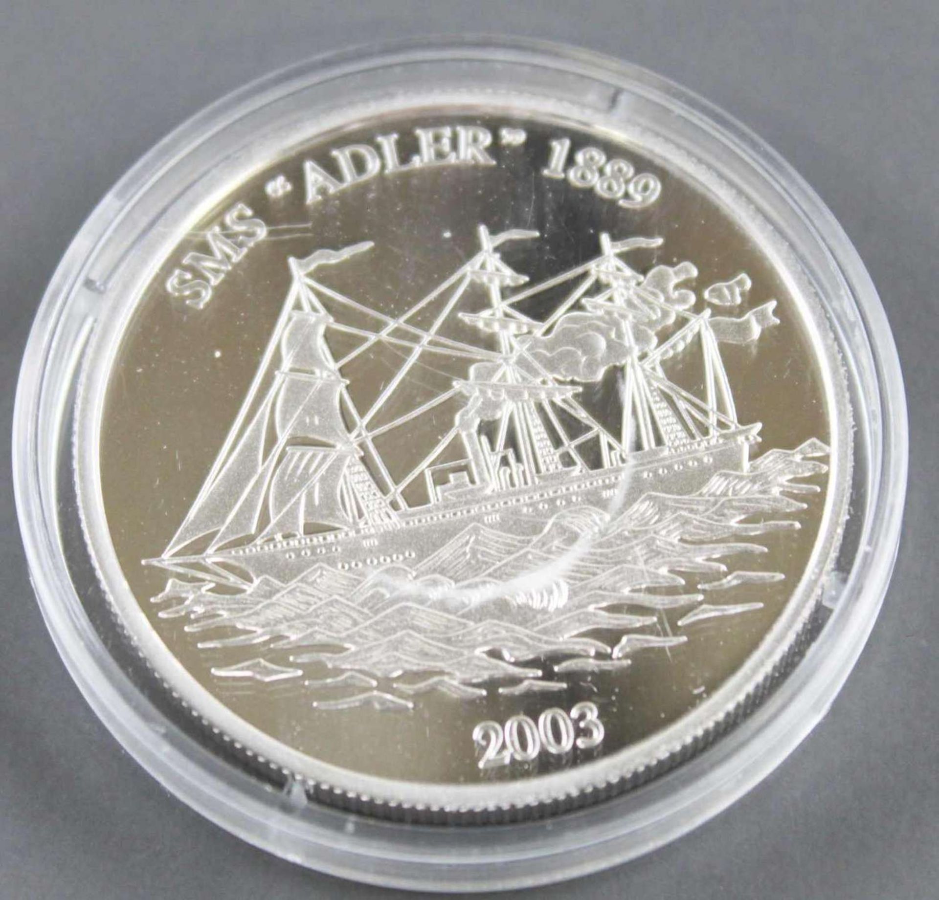 Samoa 2003, 10.- Dollar - Silbermünze "SMS Adler". Silber 925, Gewicht: ca. 28,5 g, Durchmesser: ca.