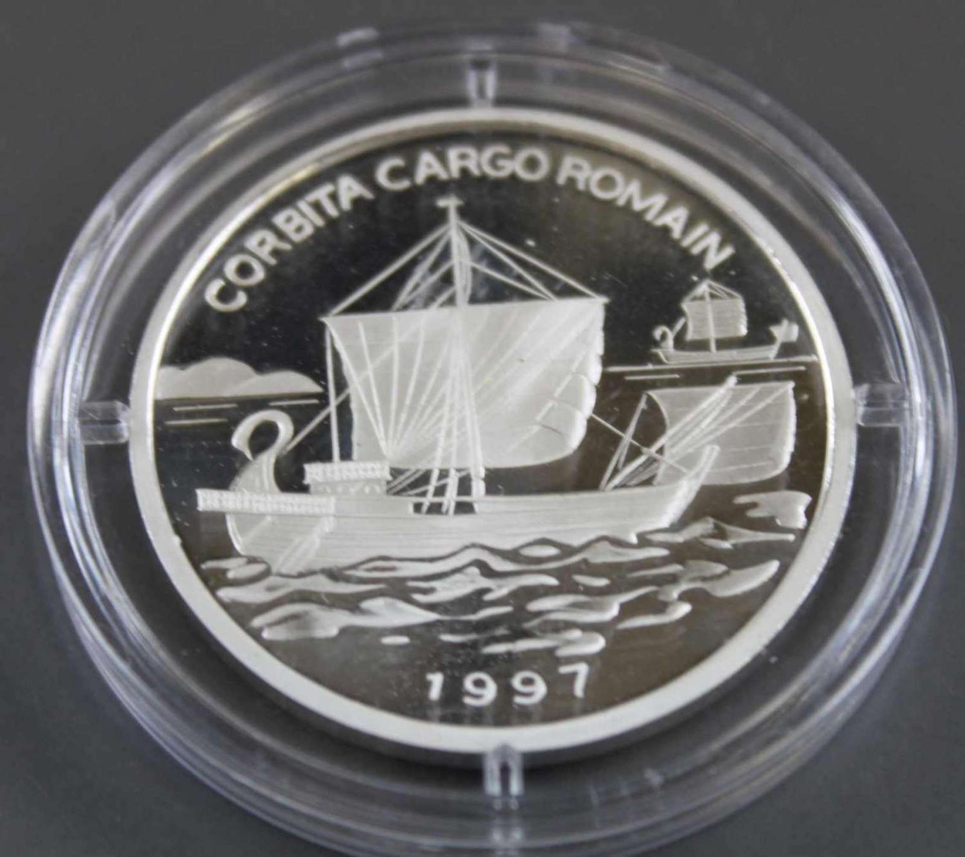 Kongo 1997, 1000 Francs - Silbermünze "Römisches Frachtschiff". Silber 999, Gewicht: 15 g,