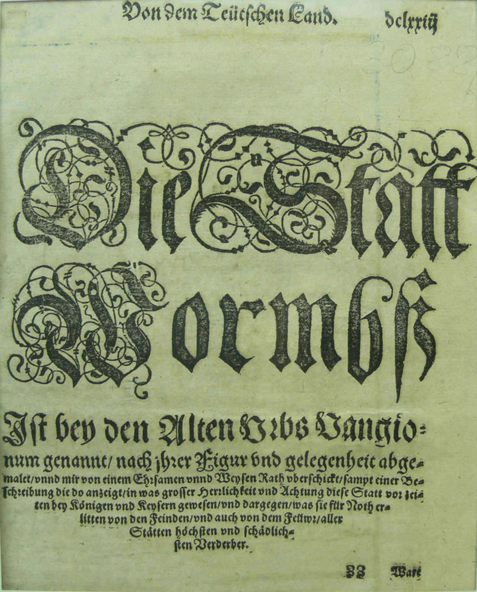 alter Stich Worms, "von dem deutschen Land", Ware Conrrafactur der löblichen/alten und des - Image 2 of 2