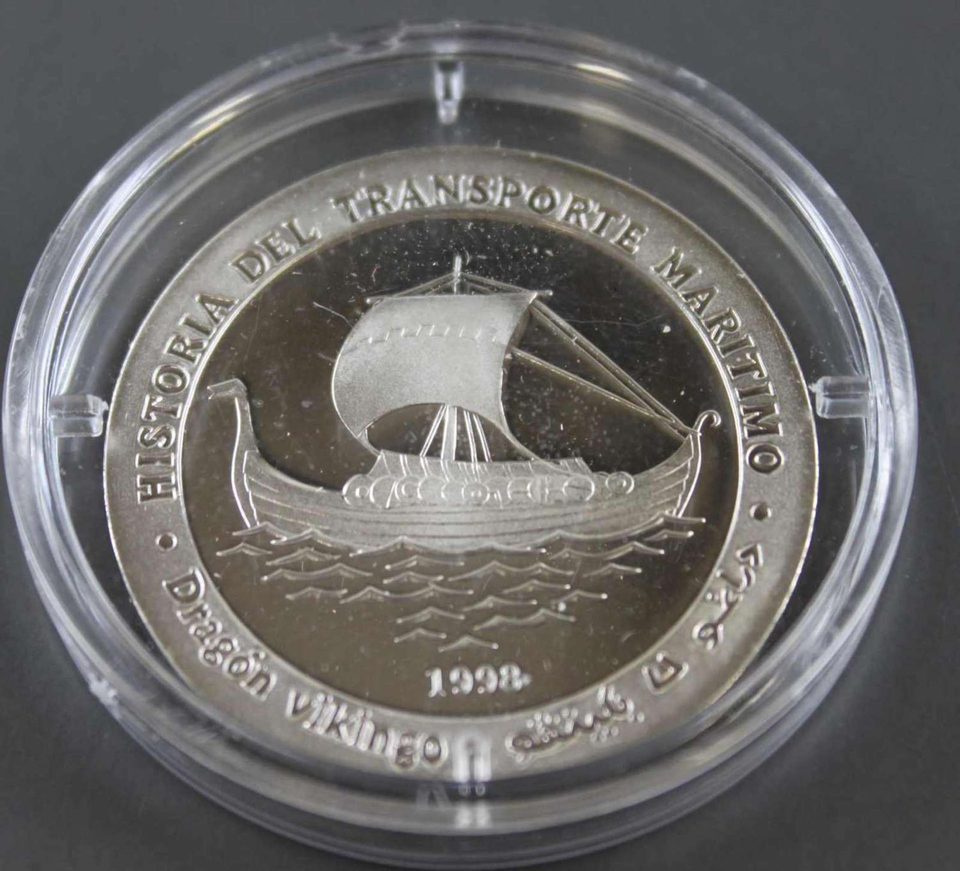 Republik Sahara 1998, 1000 Pesetas - Silbermünze "Wikinger - Schiff". Silber 999, Gewicht: 15 g,