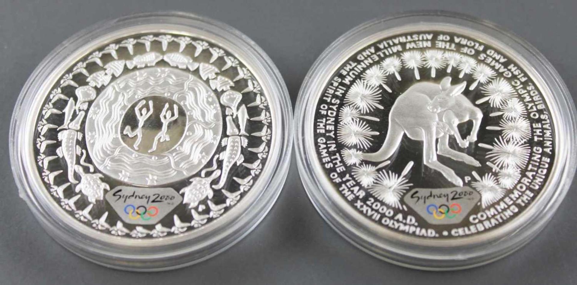 Australien 2000, 2 x 5 - Dollars - Silbermünzen: "Antiker Sport" und "Känguruh". Silber 999, - Image 2 of 2