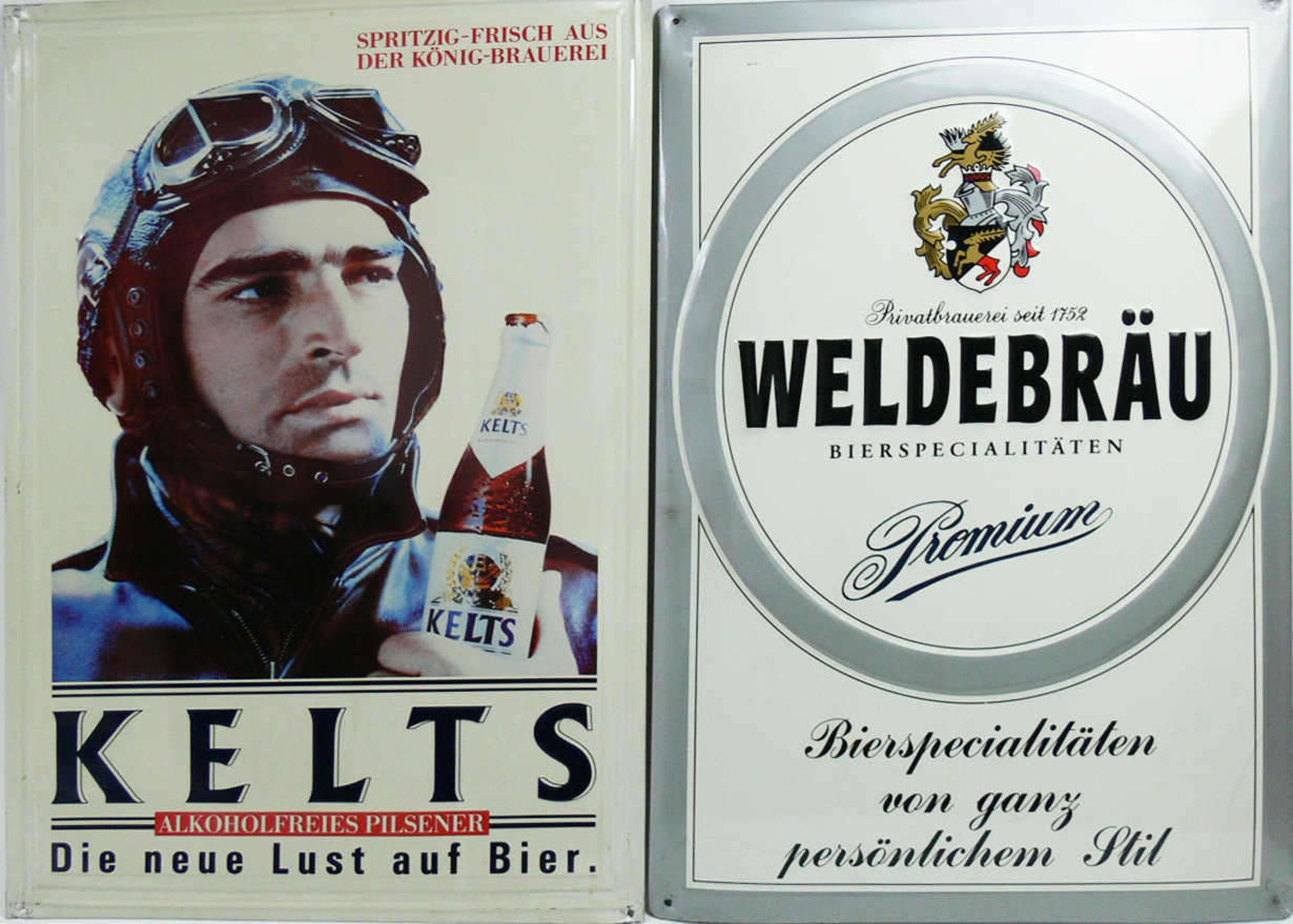 Konvolut Blech - Bierschilder, bestehend aus: Sanwald - Weizen, Maisels Weisse, Weldebräu und Kelts. - Image 2 of 2