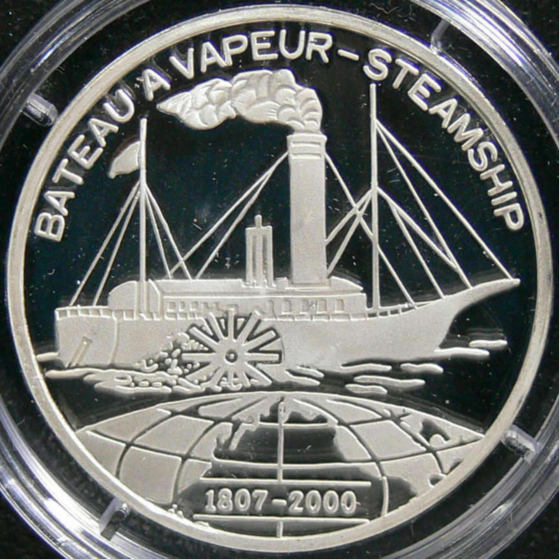 Benin 2000, 1000 Francs - Silbermünze "Das erste Dampfschiff", Silber 999, Gewicht: 15 g,