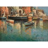 D. Foselle (20th century Italian School) Harbour scene oil on board, signed lower right 29.5cm x