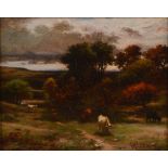 Allan Ramsay (1852-1912) Near Edzell Castle oil on board, signed and dated '87 lower right 19.5cm