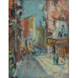 AR Hamish B. Lawrie (1919-1987) Morning Street, Venice, 1966 oil on board, signed lower left and