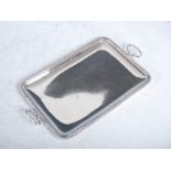 An Edwardian silver rectangular twin handled tray, London, 1904, makers mark rubbed, 14.2 troy