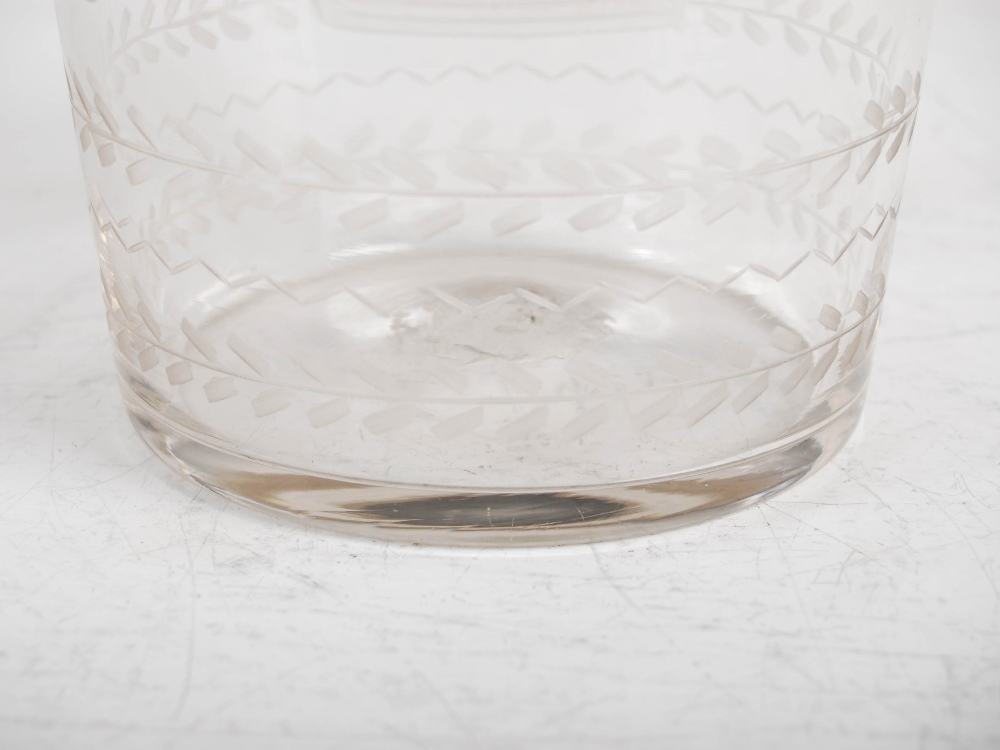 A 19th century Continental glass vase, of tapered cylindrical form with wheel cut decoration of a - Image 4 of 7