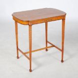 An Edwardian painted satinwood occasional table, the rectangular top centred with circular roundel