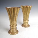 A pair of Art Deco brass vases by J. WIPPELL & Co. Exeter & London, with fluted detail, impressed