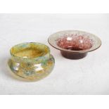 Two Monart bowls, shape NA and shape UB, shape NA mottled green, blue and opaque white glass, with