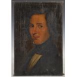 18th century British School Half length portrait of a Gentleman oil on canvas, possibly cut from a