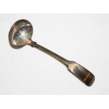 A rare early 19th century Scottish Provincial silver toddy ladle, John Sellar, Wick, fiddle pattern,