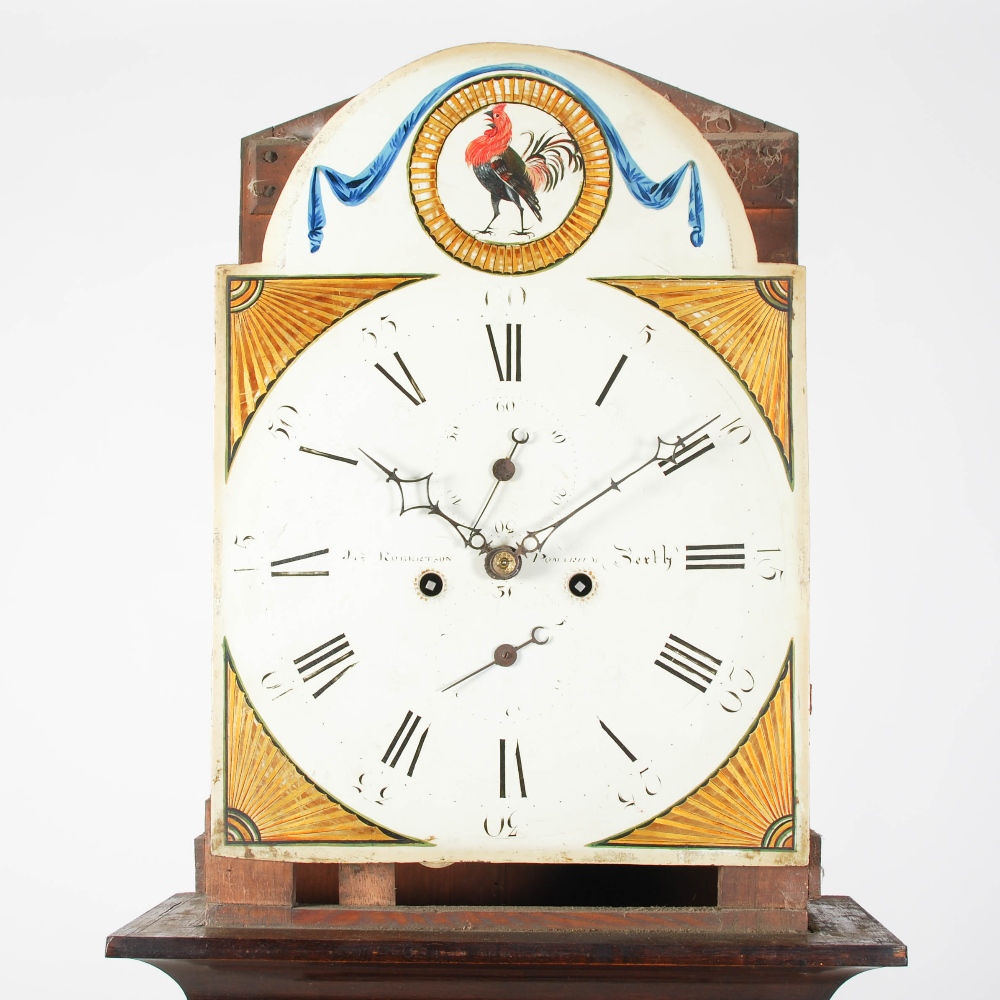 A 19th century mahogany longcase clock, JAS. ROBERTSON, POMARIUM, Perth, the enamelled dial with - Image 7 of 9