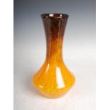 A Monart vase, shape CB, mottled orange and yellow glass, with partial paper label, 32cm high.