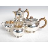 An Edward VIII four piece silver tea set, London, 1936, makers mark of W&W, with Celtic knot-work