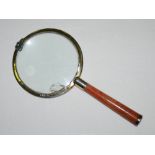 An Art Deco shagreen and silver mounted magnifying glass, London, 1920, makers mark rubbed