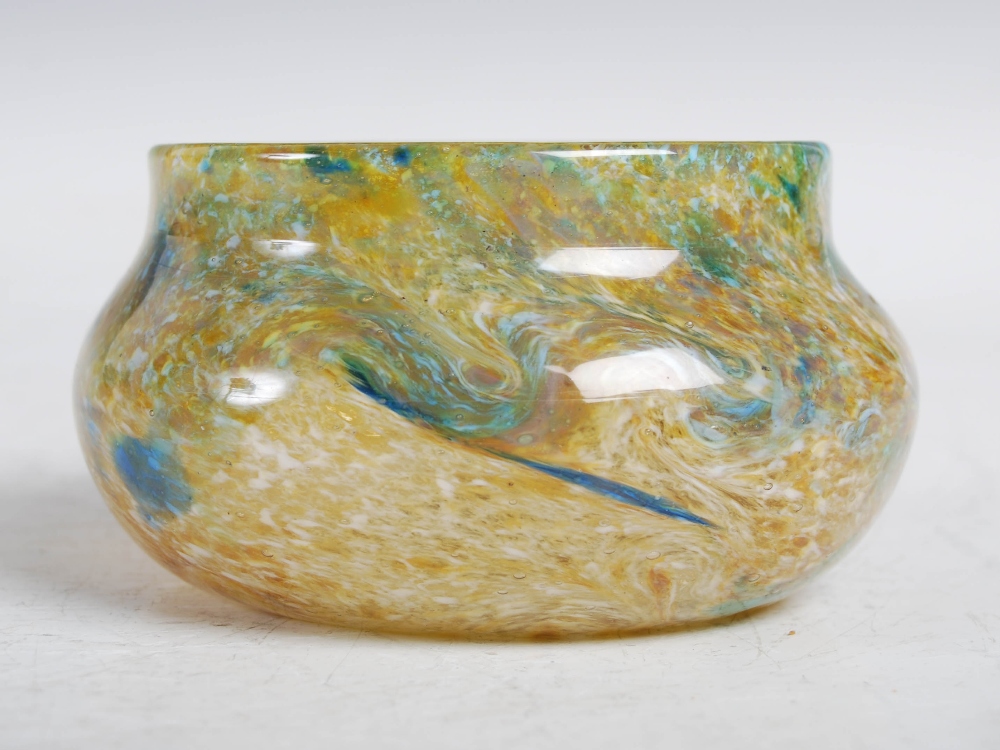 Two Monart bowls, shape NA and shape UB, shape NA mottled green, blue and opaque white glass, with - Image 6 of 10