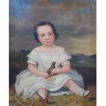 19th century British School Portrait of James Playfair (1824-1922) as a young boy oil on canvas 75cm