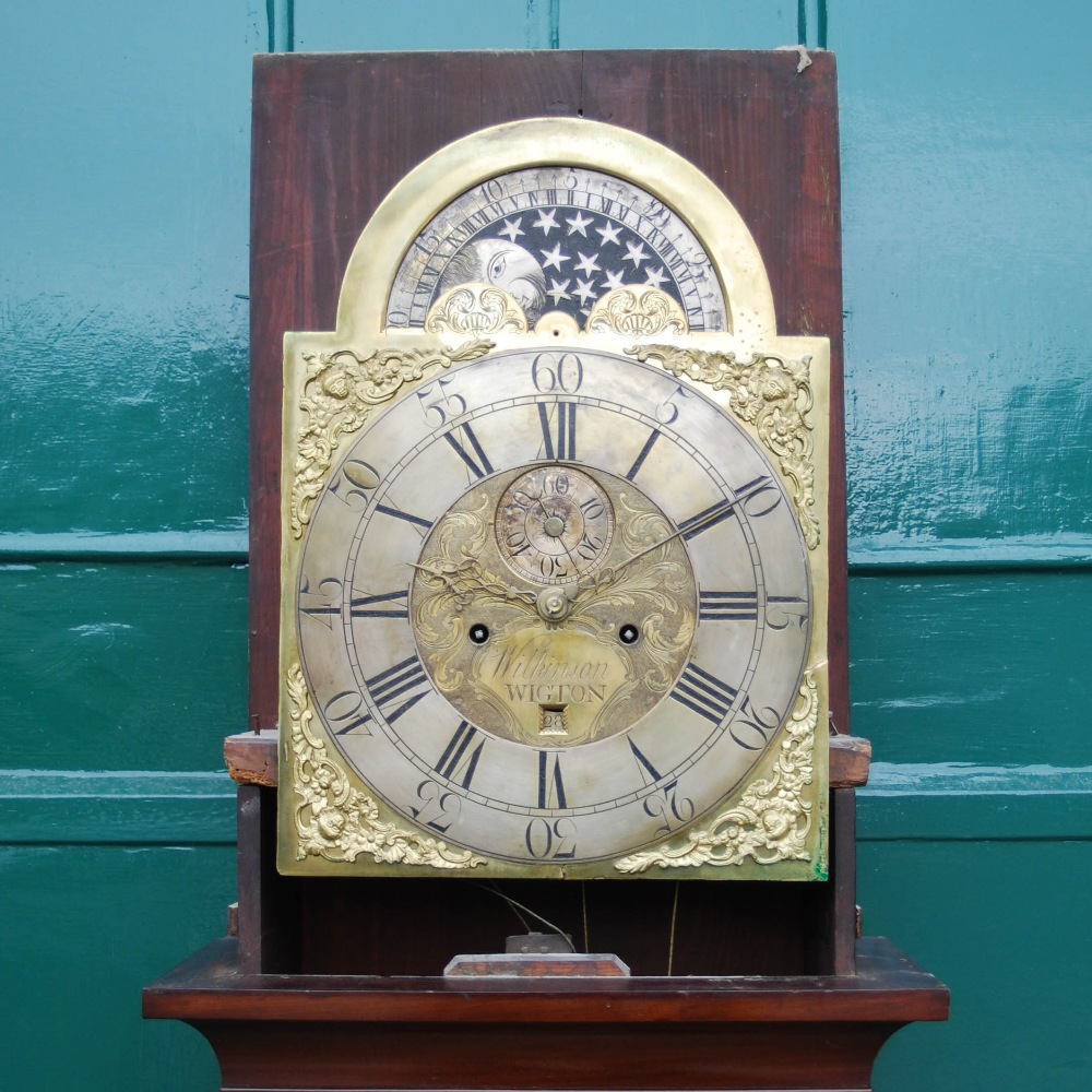 A George III mahogany longcase clock, Wilkinson, WIGTON, the brass dial with silvered chapter ring - Image 7 of 10