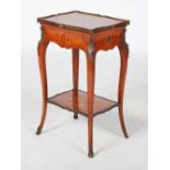 A late 19th century French kingwood, marquetry and gilt metal mounted occasional table, the shaped