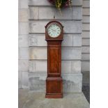 A 19th century mahogany longcase clock, the 13" unsigned circular enamel dial with Roman numerals,