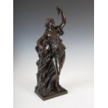 After Michel Claude Clodion, a bronze figure of a Classical maiden, modelled standing with her