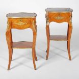 A pair of late 19th/ early 20th century French Louis XV style kingwood, parquetry and gilt metal