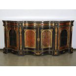 A large and impressive 19th century ebonised, Boulle work and ormolu mounted serpentine credenza,