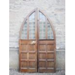 *Two pairs of late 19th/ early 20th century oak church inner and outer doors, the inner pair of