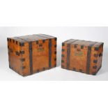 Two antique oak and iron bound silver chests, John Turnbull Esqr. of Abbey St. Bathans, No.1 and
