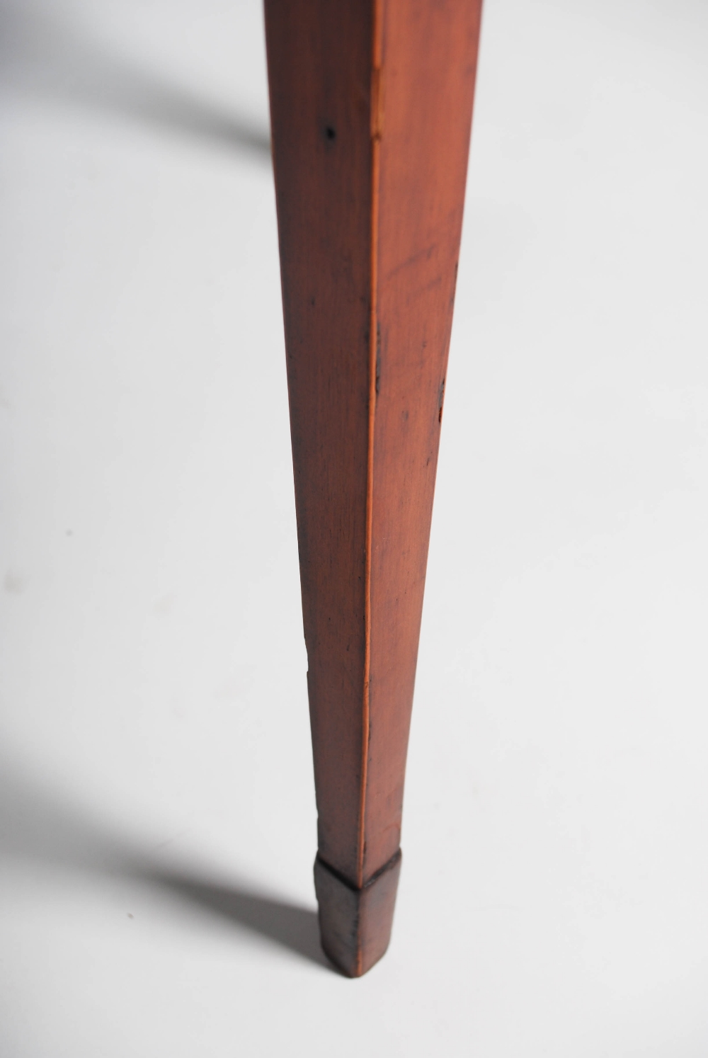 A George III mahogany and satinwood banded demi lune card table, the hinged top opening to a baize - Image 9 of 9