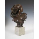 James Pittendrigh MacGillvray RSA (1856-1938) 'La Flandre', a bronze bust, on associated marble