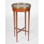 An Edwardian painted satinwood and gilt metal mounted occasional table, the circular top decorated
