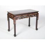 A Chinese dark wood and mother of pearl inlaid rectangular shaped table, late Qing Dynasty, the