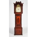 A 19th century oak and mahogany longcase clock, Rogers, Dudley, the enamelled dial with Roman