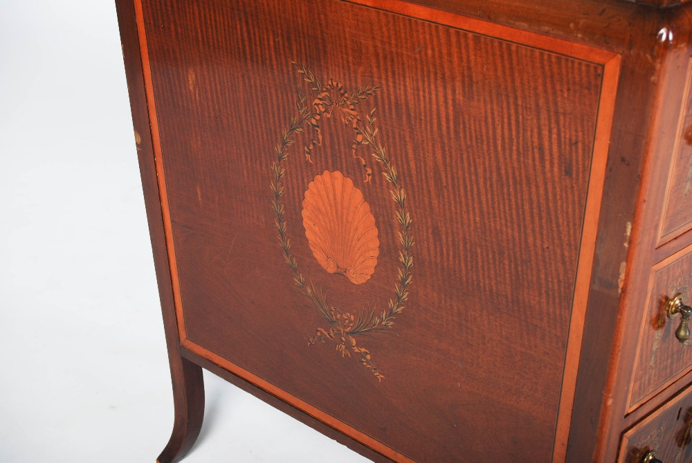 An Edwardian mahogany and satinwood banded pedestal desk by Edwards & Roberts, with raised gallery - Image 6 of 12