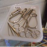 Old Manicure set, metal whistle etc.
