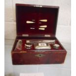 Victorian leather vanity case and contents
