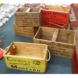 Collection of 6 wooden advertising boxes (& corkscrew)