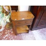 Oak sewing box on stand