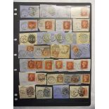 Sheet of Victorian stamps (penny reds etc.) all with good cancelation marks - Estimate £15 to £25