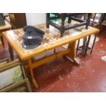 Tile top pine dining table