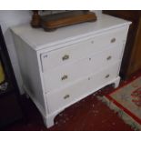 Georgian painted chest of 3 drawers on bracket feet