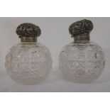 2 Silver topped scent bottles
