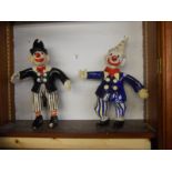 Pair of unique hand made clown figures
