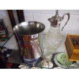 Dom Perignon ice bucket and silver plate claret jug