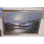 Large Seascape oil - indistinct signature